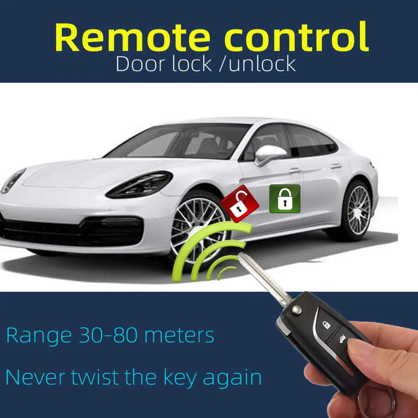 1 Way Remote Start and Keyless Entry System Car Alarm Security System with Shock Sensor