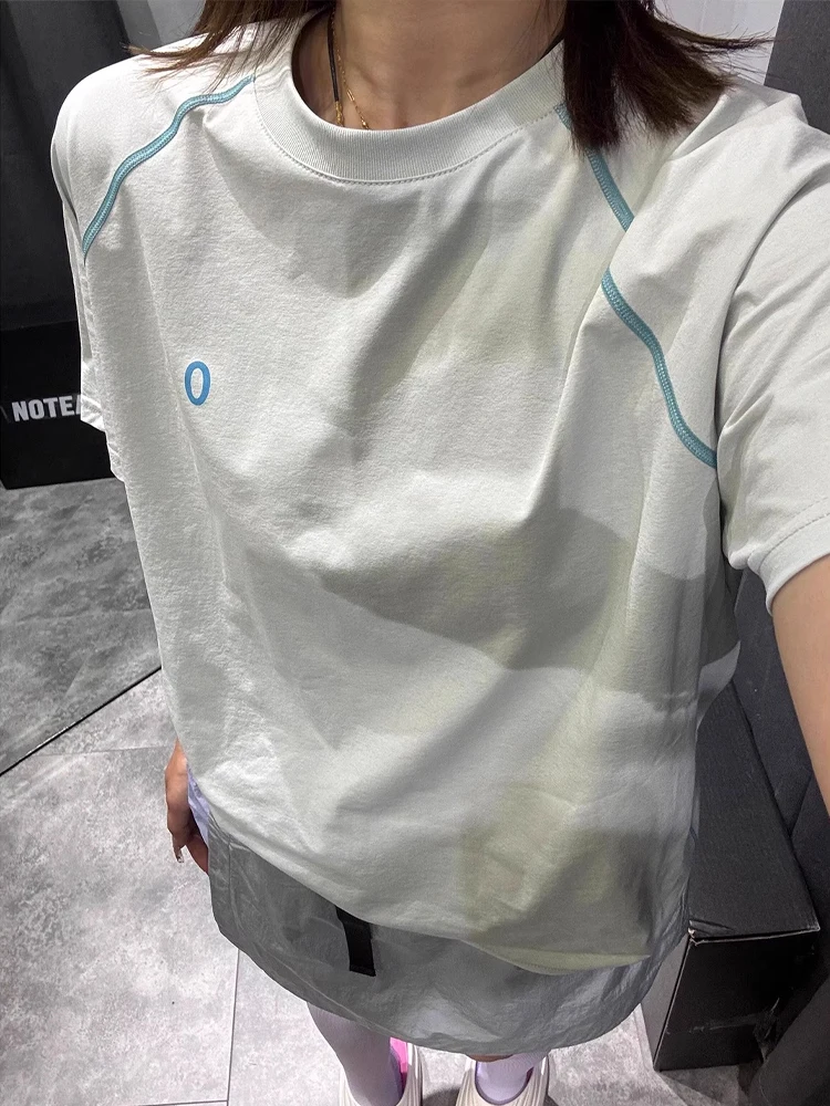 

Light Blue Qui Dry Sports Cycling Clothes ort Sve T irt Men Summer American Splice Outdoor f Sve Loose Fit Pri...