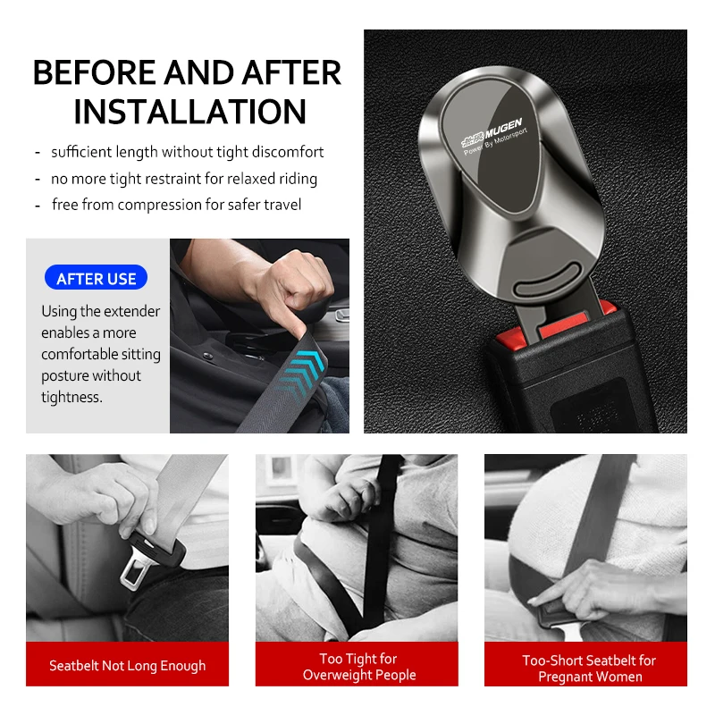 For Honda Car Seat Belt Clip Extender Safety Seatbelt Lock Buckle Accessories Mugen Power Typer Civic Accord CRV view 3