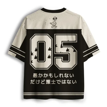V Neck Mesh Jersey, Funny Duck Cartoon Print Short Sleeve Loose Mesh Tee