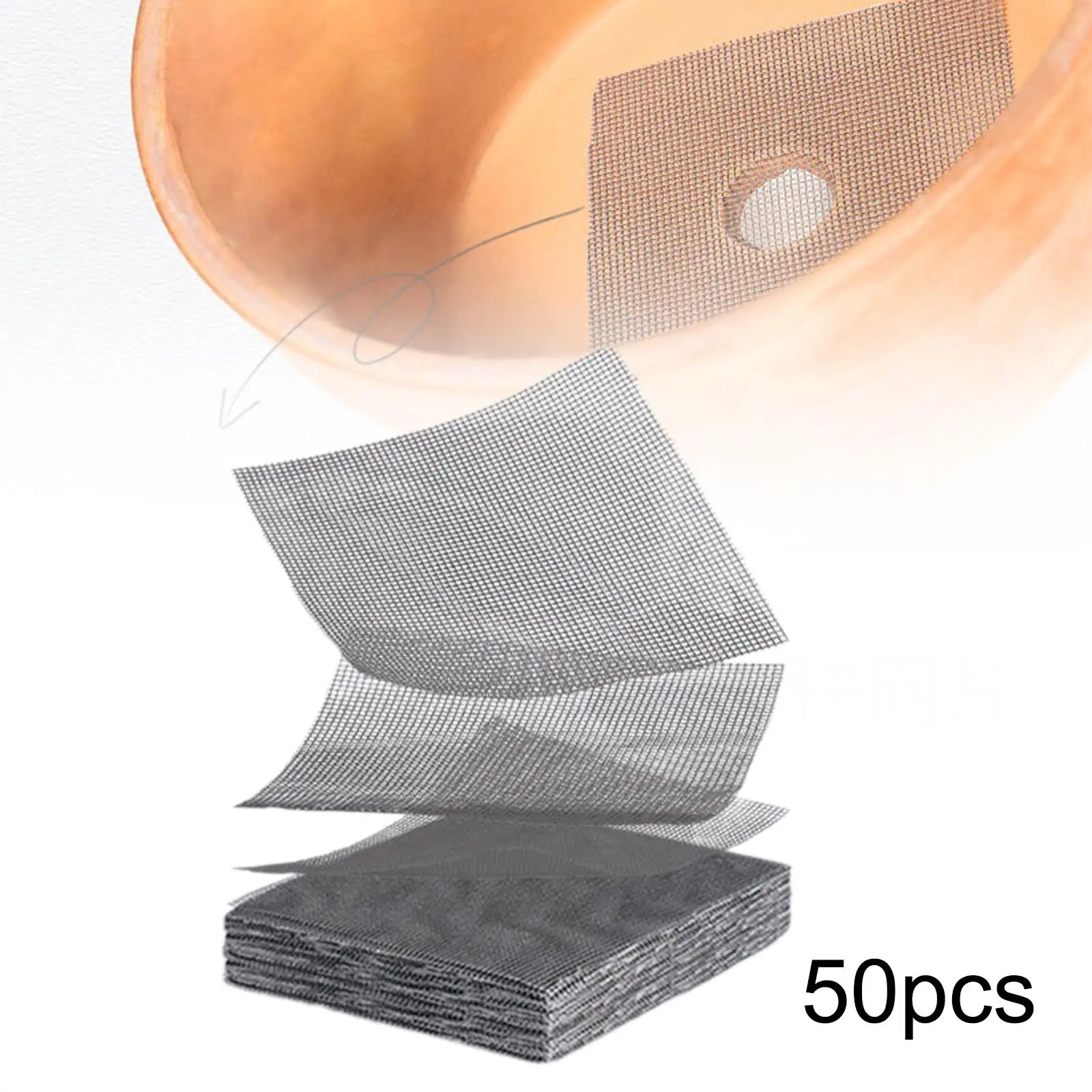 50 Pieces Flower Pot Hole Mesh Pad DIY Bonsai Pot Bottom Grid Mesh Mat Prevent Soil Loss Mesh Screen for Women Gardeners