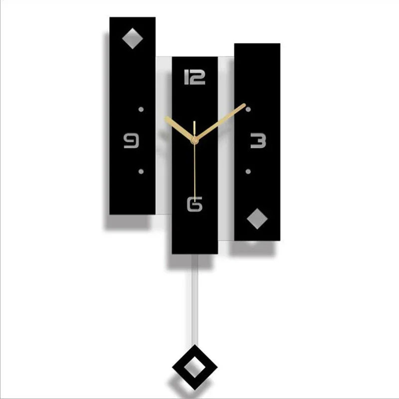 Black Acrylic Creative Swing Wall Clock Living Bedroom Room Silent Home Fashion Clock