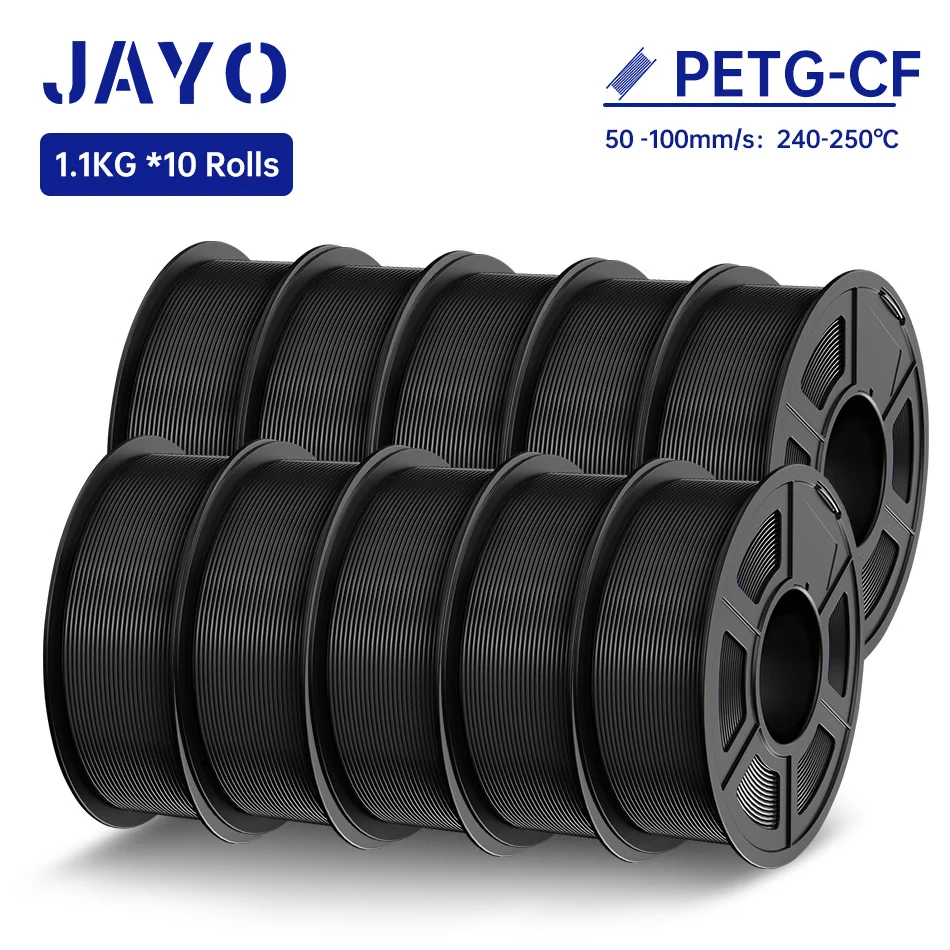 JAYO PETG-CF 3D-Drucker-Filament 1,75 mm PETG/PLA Kohlefaser-Filament, hohe Schlagfestigkeit, hitzebeständige 3D-Druckmaterialien
