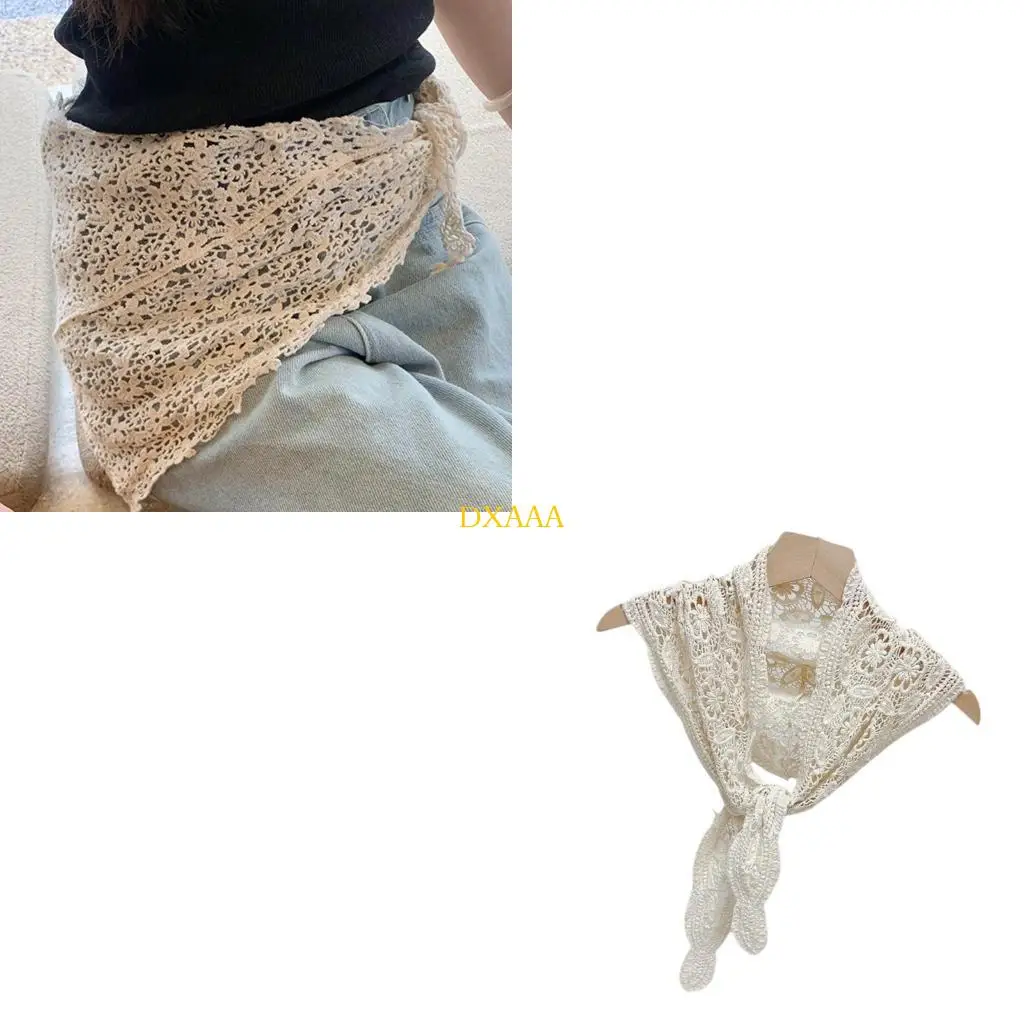 

DXAA Spring Floral Scarf Lightweight Sheer Shoulder Wrap Summer Cotton Neckerchief