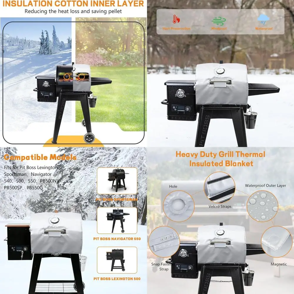 

Изоляционное одеяло для гриля на древесных пеллетах, для моделей 550/540/500, зимний аксессуар для гриля, серебристое