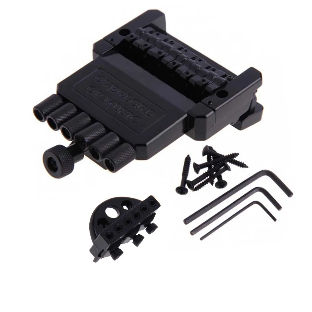 

1 Set 6 String Saddle Headless Guitar Bridge Tailpiece Black for Electric Guitar Parts