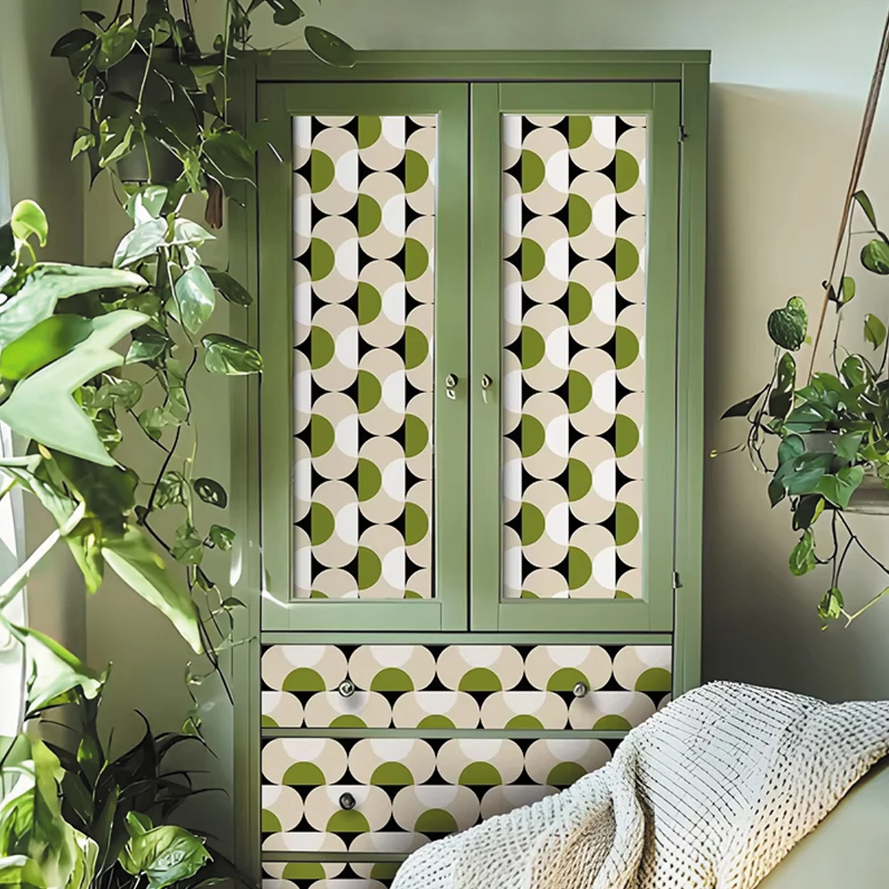 Mid-Century Modern Style Geometric Vintage Wallpaper, Peel and Stick Waterproof Wear-Resistant Removable Wall Stickers For Home