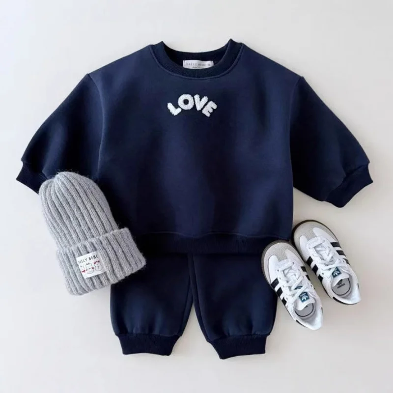 

INS 2Pcs Children's Clothes Set Outfits for Girls Boys Clothing Cute Baby Kids Long Sleeve Letter Sweatshirt Trousers Suit