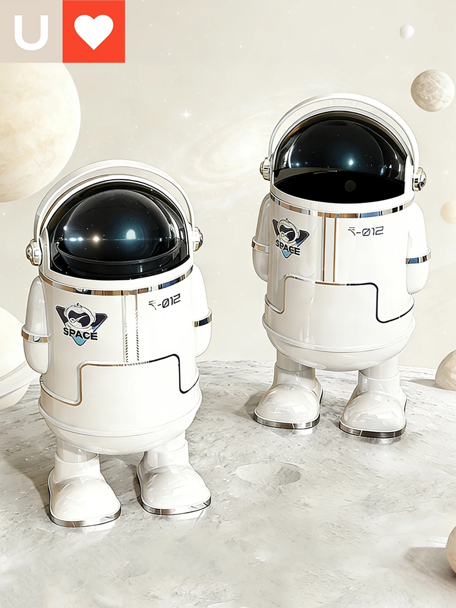 

Большая мусорная корзина с крышкой в виде мультяшного космонавта для спальни, гостиной, детской комнаты, новинка 2026 года