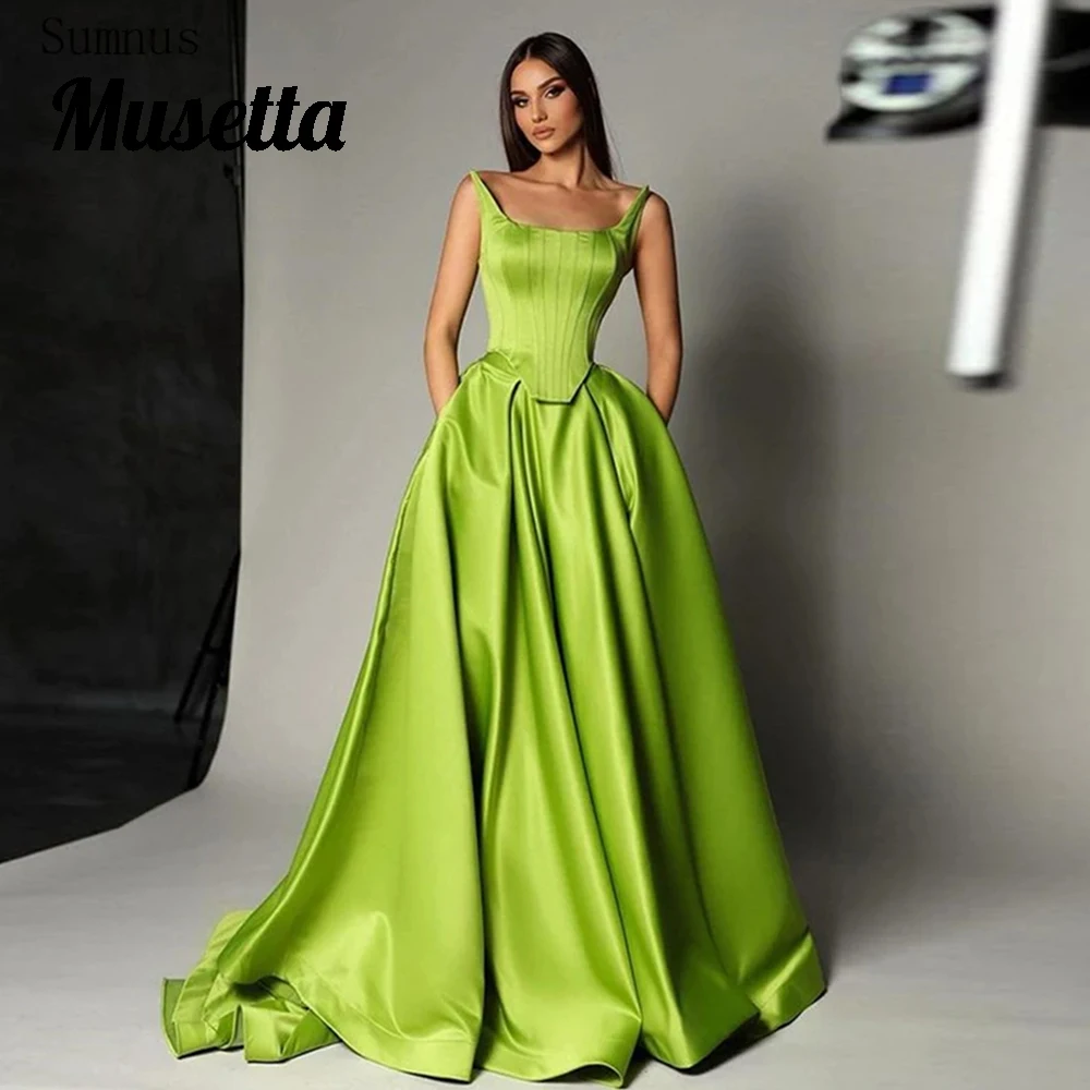 Musetta Modern Satin Prom Dress 2025 Pleat Side Slit Formal Occasion Ladies A Line Evening Gowns Vestidos De Noche Customized