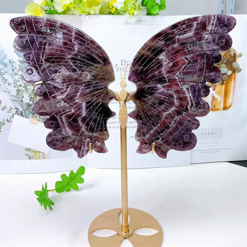 Natural Dream Amethyst Butterfly Wings Carving Quartz Healing Crafts Gift Room Decor Home Decoration Birthday Gift 1pair