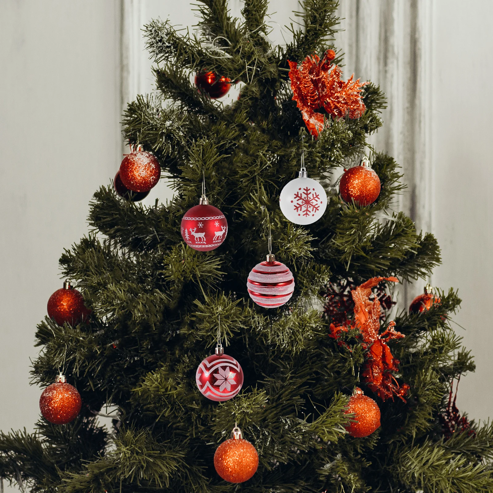 

24 Pcs Christmas Ball Decorations Large Xmas Party Supplies Holiday Pendant Small Tree Craft Ornaments Music