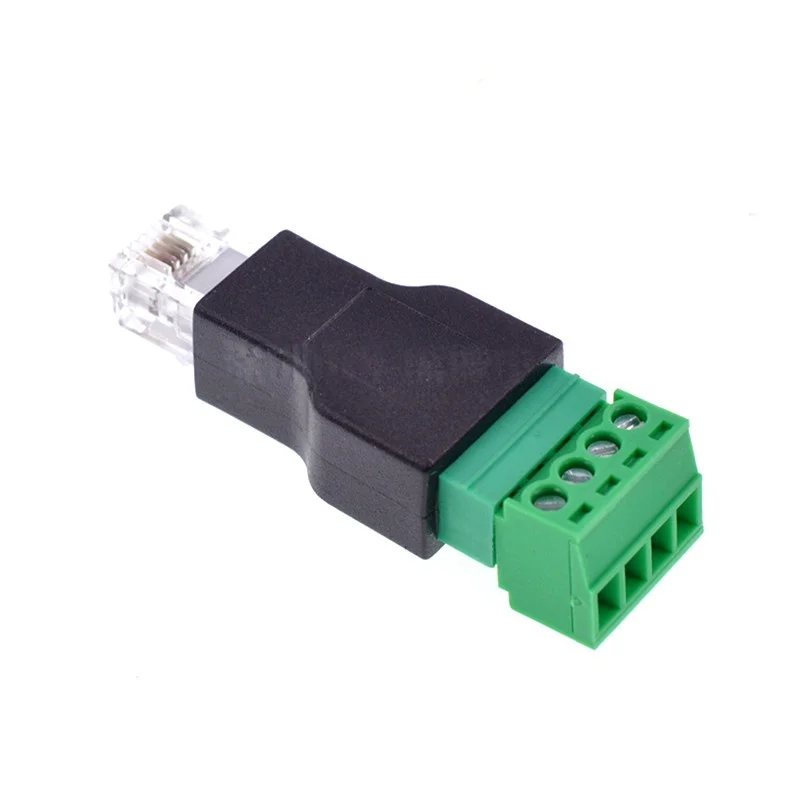 RJ11 Ethernet Connector 6P4C Male to 4 Pin Screw Terminal Converter for Phone Receiver Extend Cable Adapter