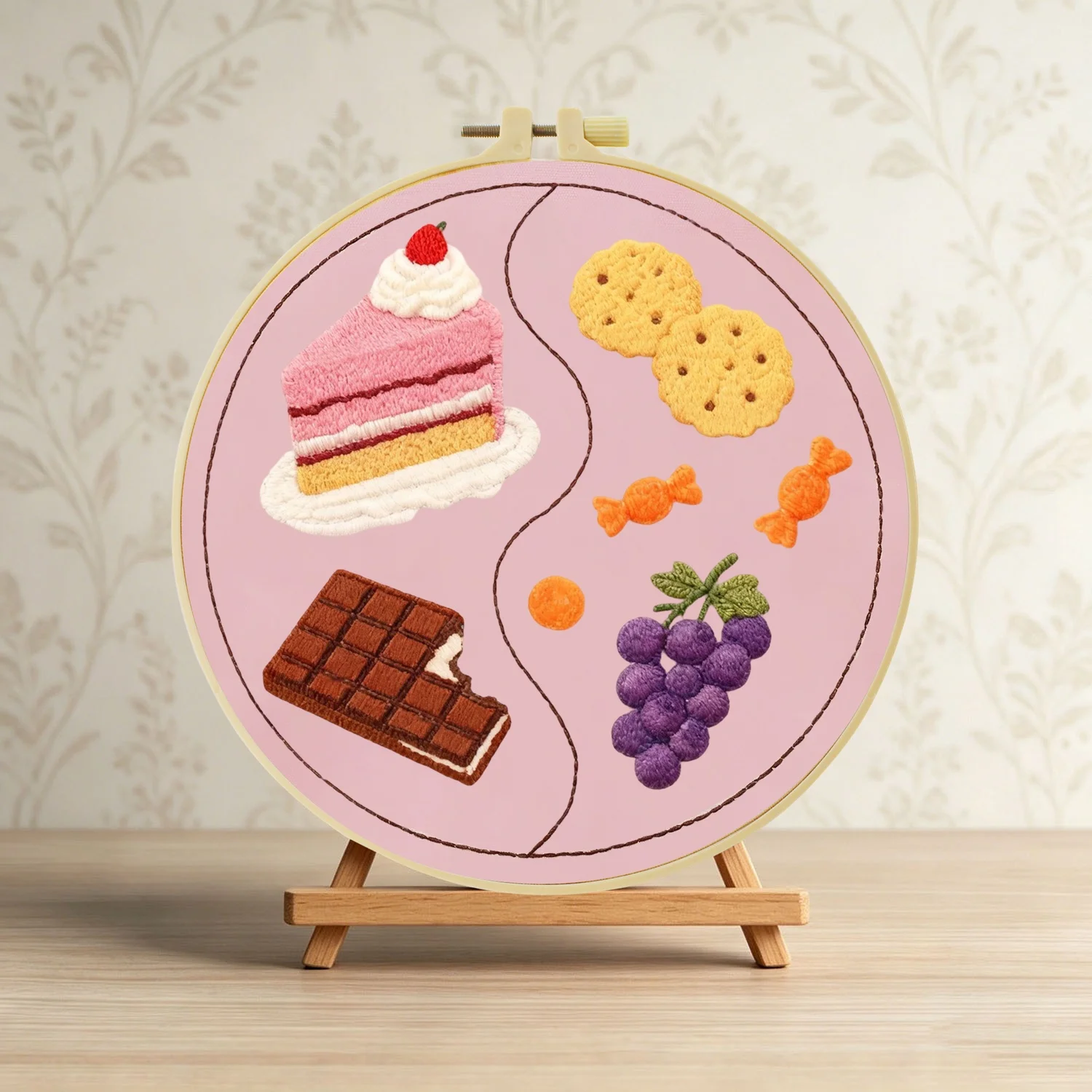 1 Stück DIY Stickerei-Material-Set für Anfänger, Stickerei-Starter-Kit, Kreuzstich-Kunst als Geschenk, Näh- und Bastelzubehör – Detail 4