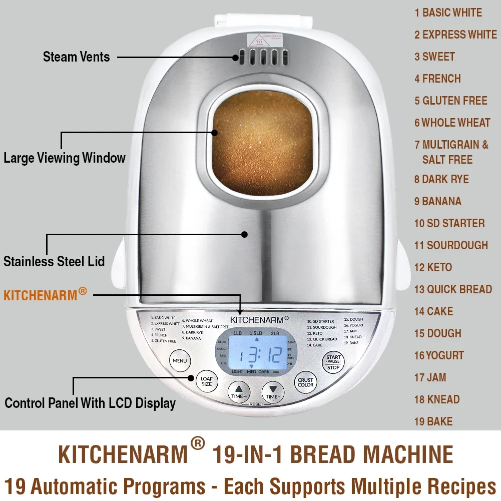 19-in-1 homemade honey bread baking machine - bread machine fully automatic home use small bread maker machine