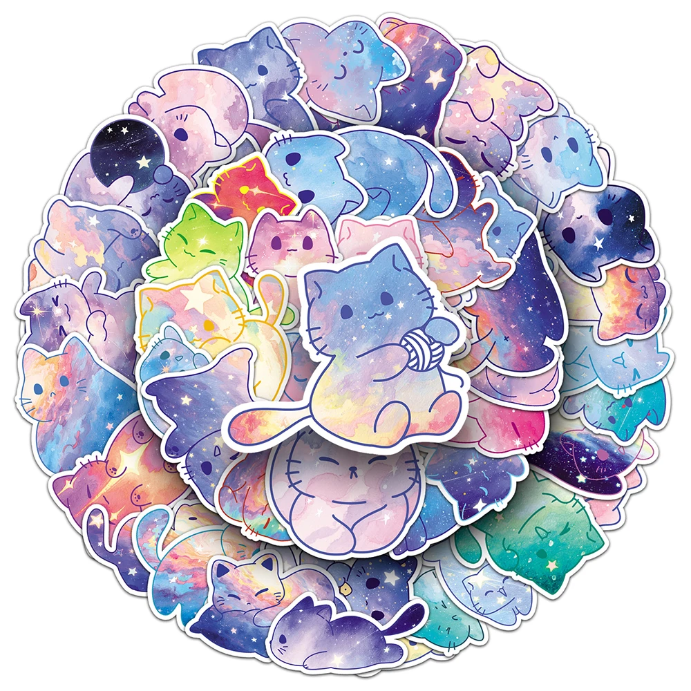 10/30/50PCS Nette Starry Sky Katze PVC Aufkleber Ästhetische kinder Schreibwaren Dekoration Scrapbooking Schule Liefert für Kinder