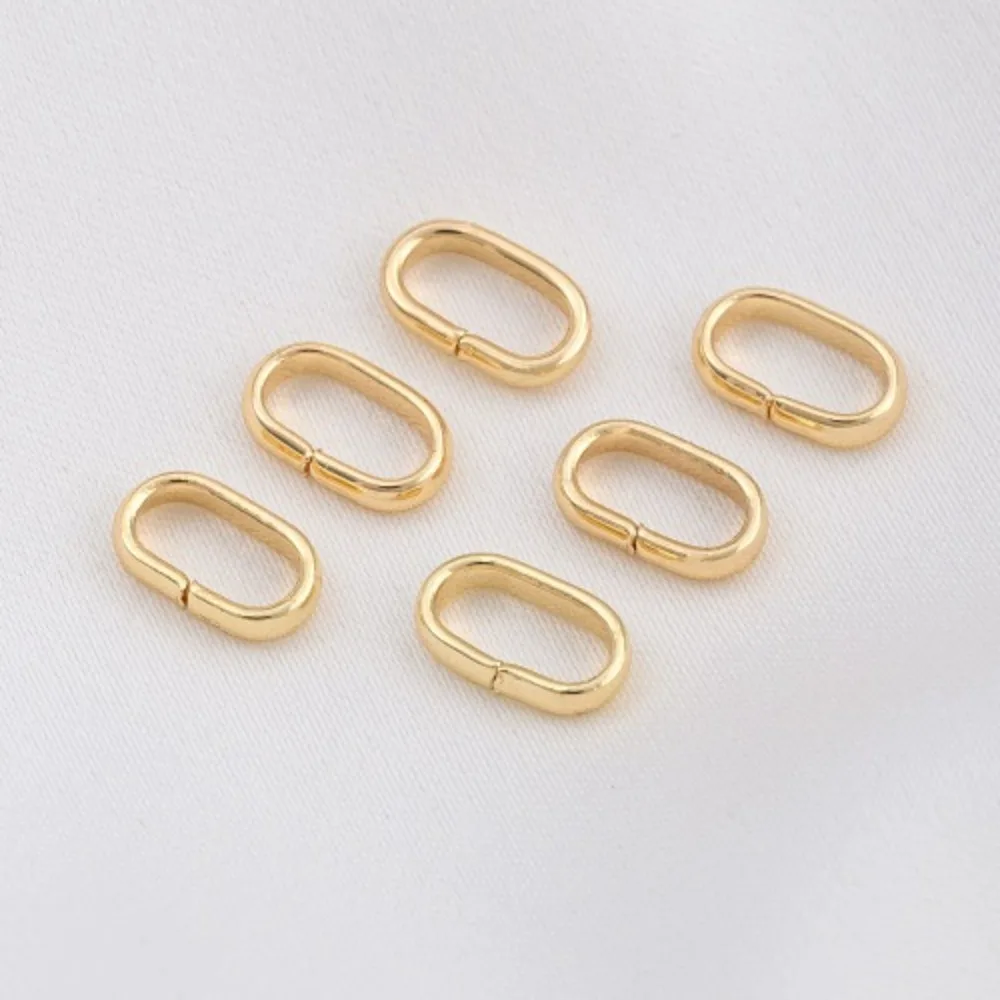 

14K Gold Color Flat Wire Oval Open Ring Handmade DIY Bracelet Earrings Chain Connecting Ring Jewelry Accessories