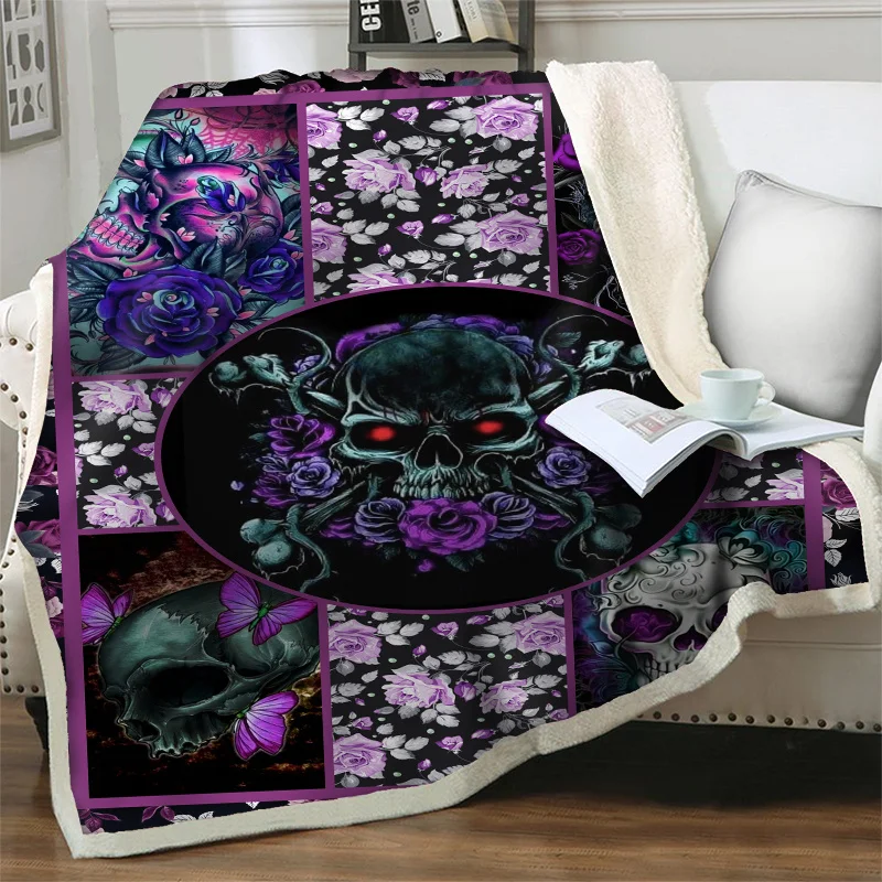 

3D Horror Skull Halloween Home Decoration Soft Flannel Plush Throw Blankets For Beds Sofa Bedding Travel Picnic Cover Bedspreads