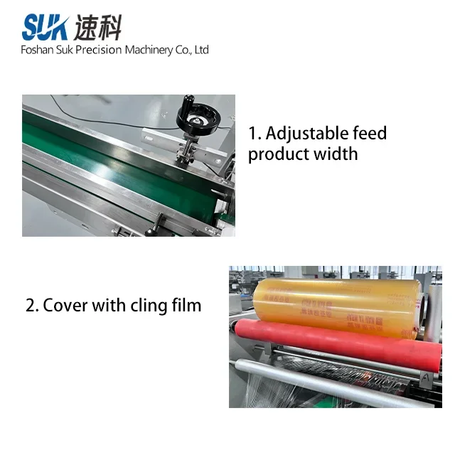 Automate Fresh Supermarket Use  Wrapping Machine For Vegetables Fruit Chicken Fresh Meat High Speed Cling Film Packaging Machine