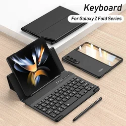 Luxury Leather Fold Stand Keyboard For Samsung Galaxy Z Fold 2 3 4 5 Bluetooth Wireless Keyboard With Stand Pen Slot Case Cover