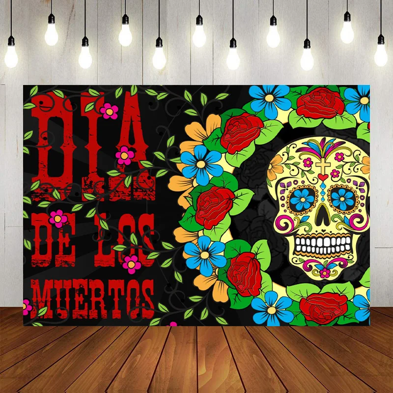 Starry Skull Tapestry Colorful Dead Photobooth Backdrop Skeleton Aesthetic Bedroom Dorm Living Room Background Decor Banner