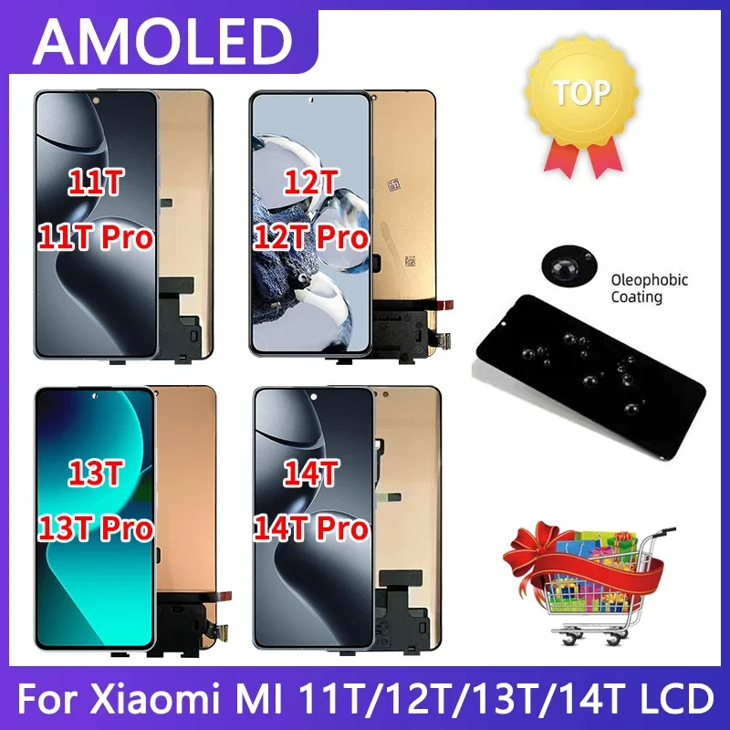 AMOLED New For Xiaomi Mi 11T 12T 13T 14T Pro 21081111RG 22071212AG 2306EPN60G LCD Touch Screen Digitizer Assembly