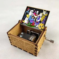 anime Undertale Cartoon Music Box Carved Wood Hand Crank Music Box Home decorations Merry Christmas Kids Birthday Gift