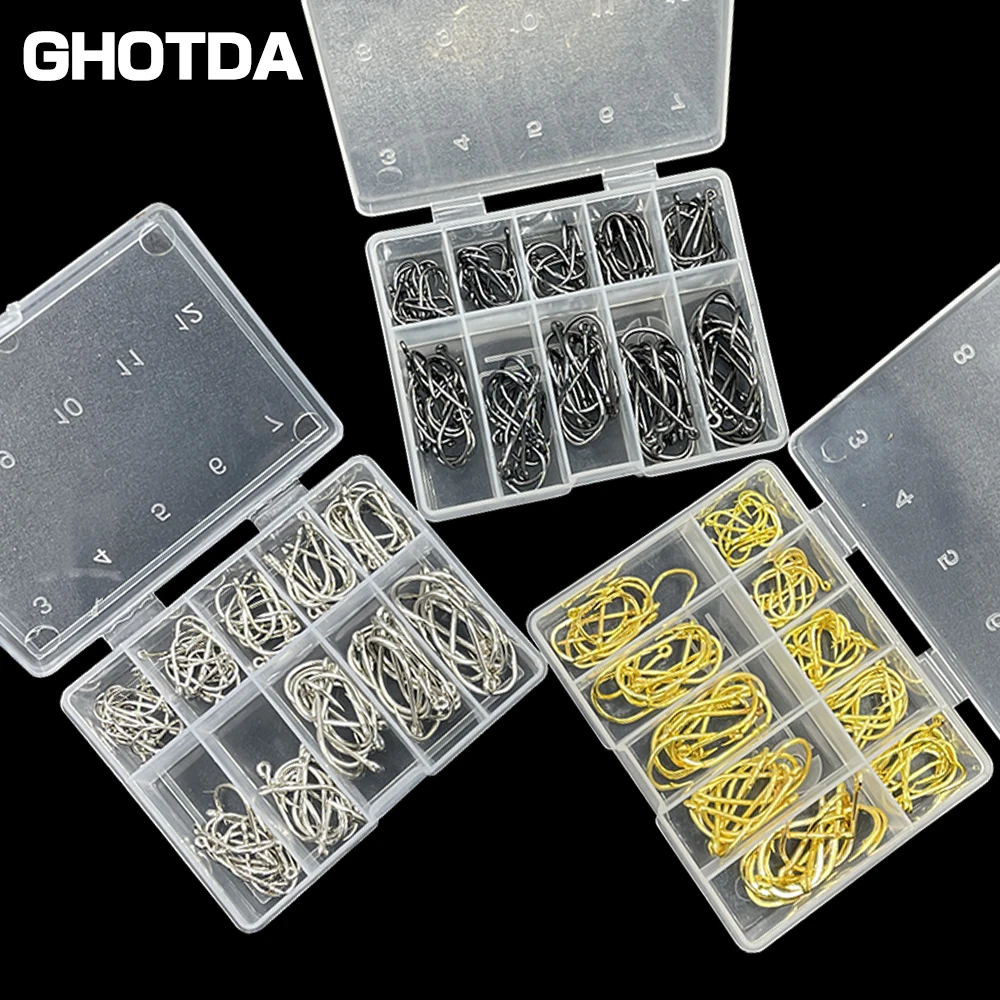 100Pcs Fishing Hooks Set Carbon Steel Single Circle Fishing Hook Fly Fishing Jip Barbed Carp Hooks Sea Tackle Accessories