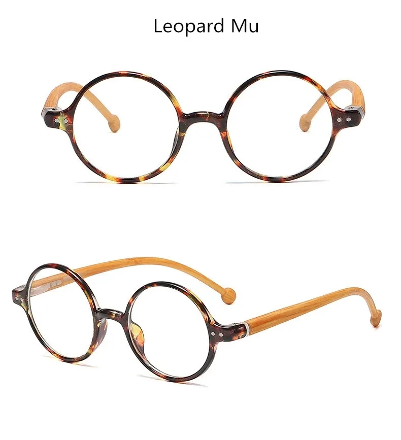 Mode Runde Lesebrille Frauen Männer Federscharnier mit Holz-Look Presbyopie Brille Brillen Klassische Leser Komfort – Detail 6