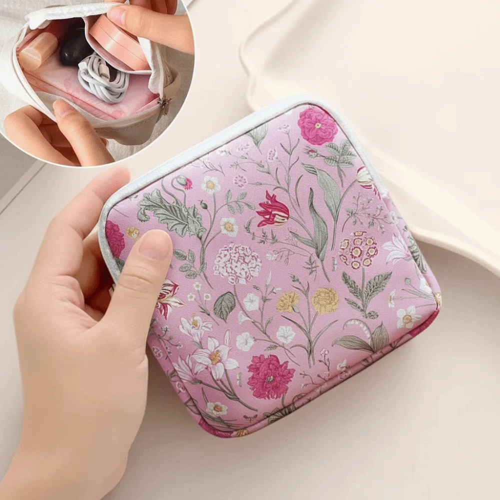 Creative Zipper Pouch Sanitary Pads Bag Large Capacity Multipurpose Coin Purse Sundries Storage Pouch for Women Girls