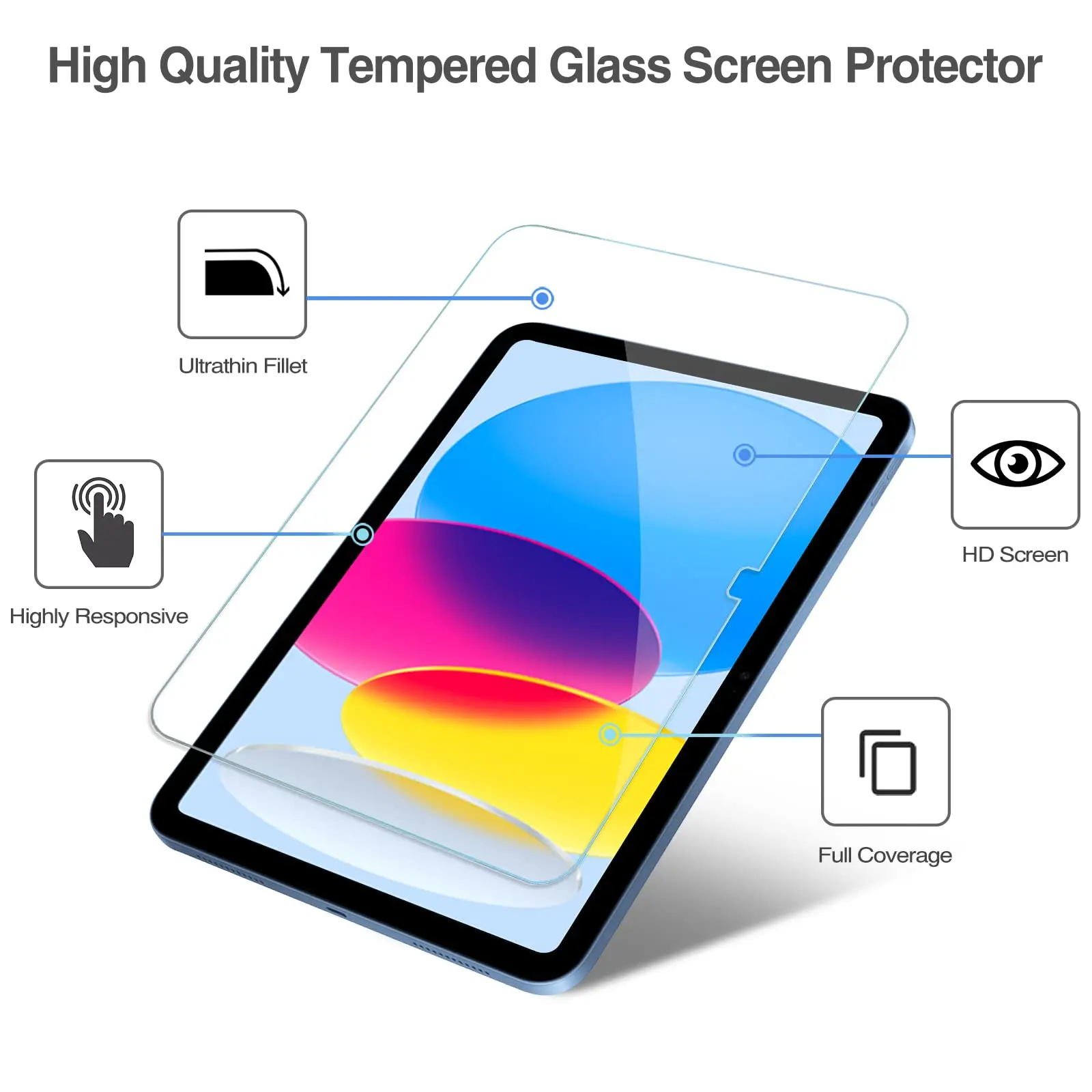 

Tempered Glass For New iPad 10.9 10th Generation 2022 A2757 A2777 Screen Protective Film Anti-Scratch HD 9H Hardness Ultra Clear