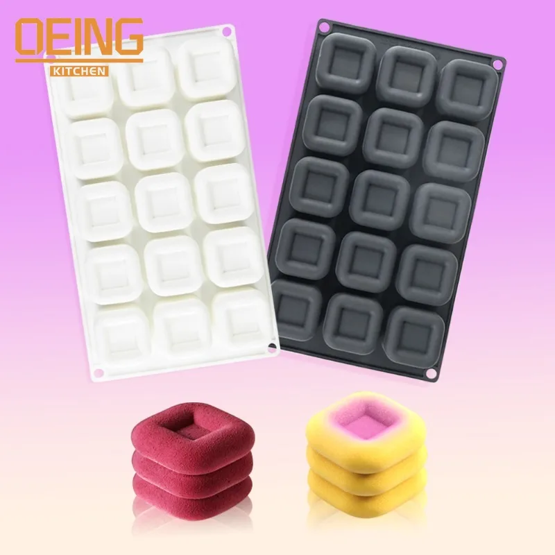 

15-Hole Mini Square Chocolate Silicone Mold For French Dessert Mousse Cake Jelly Bakeware Kitchen Pastry Decoration Cake Tool