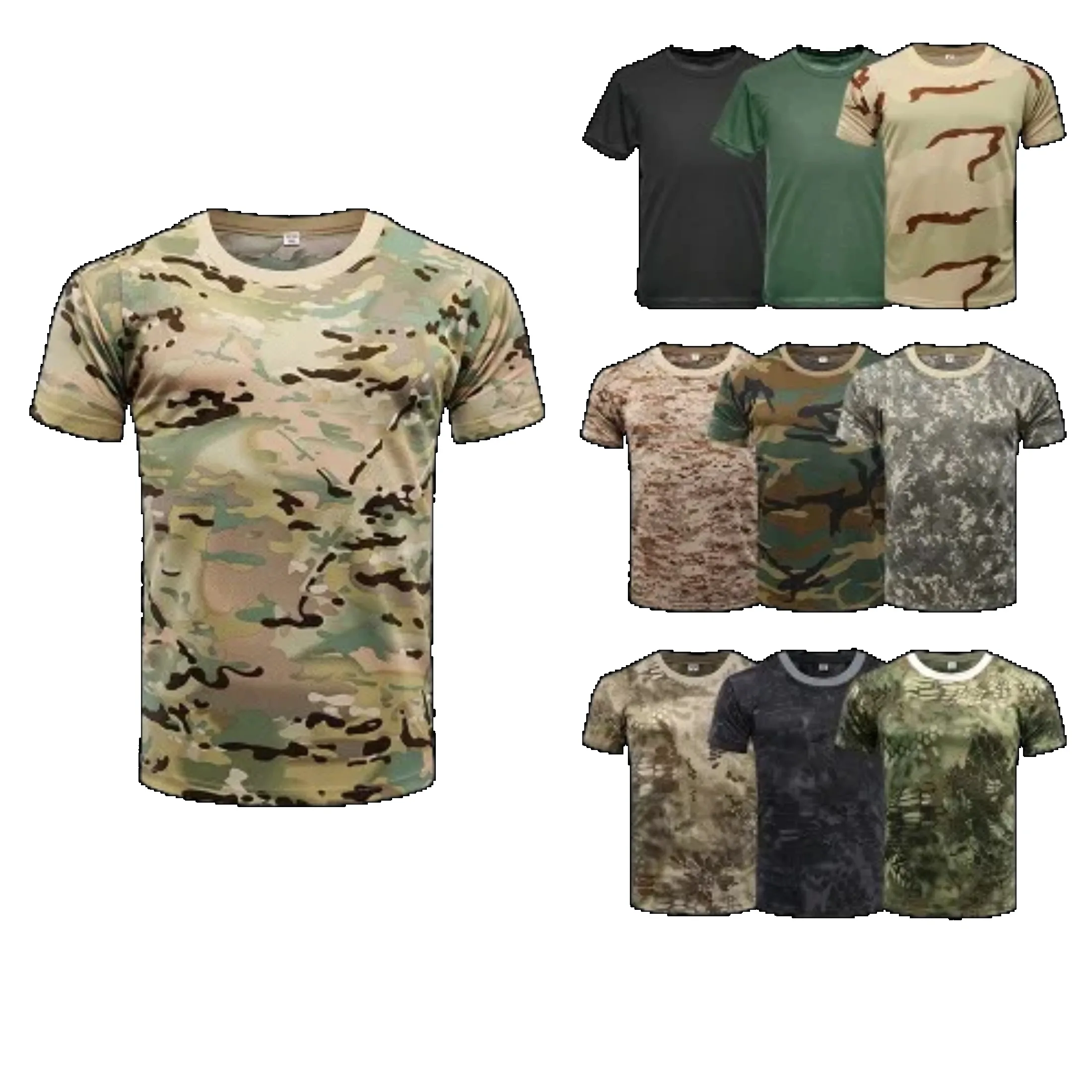 Men Casual T Shirts Short Sleeve Camouflage T-Shirt Quick Dry Outdoor Gym Top Tees Cargo T Shirt Male Clothing