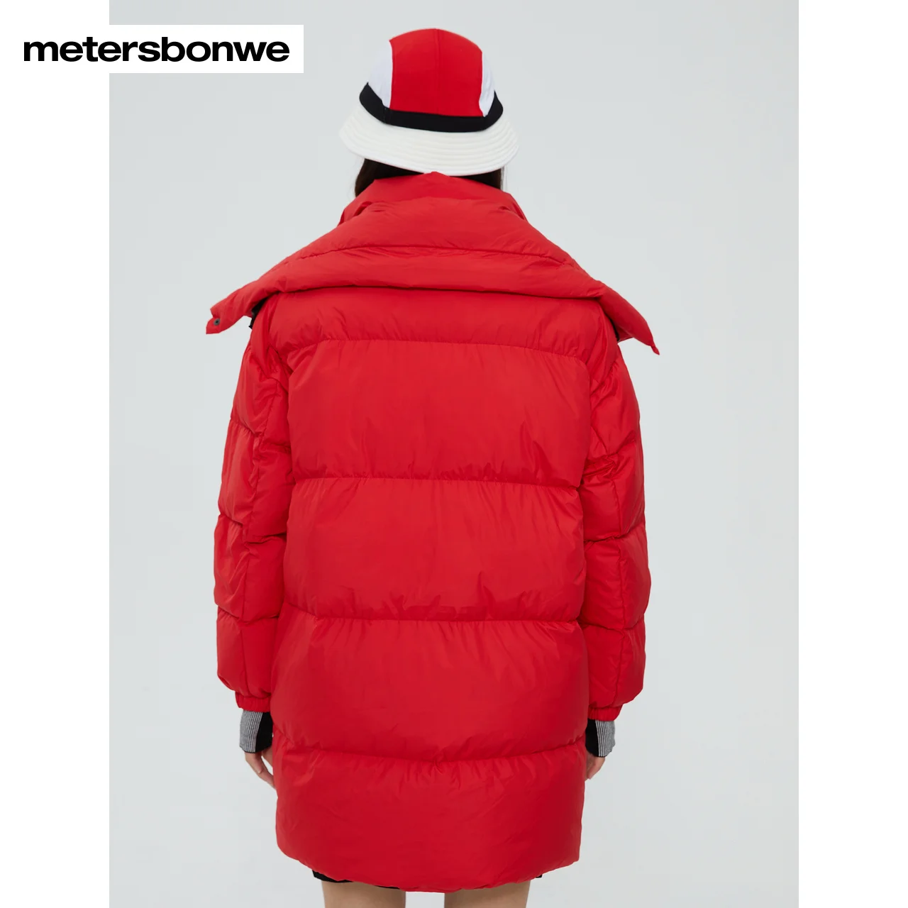 Metersbonwe-Medium Length Remove Scarf Collar Down Jacket for Women, Pure Color, Loose Thick Warm Wear, Winter