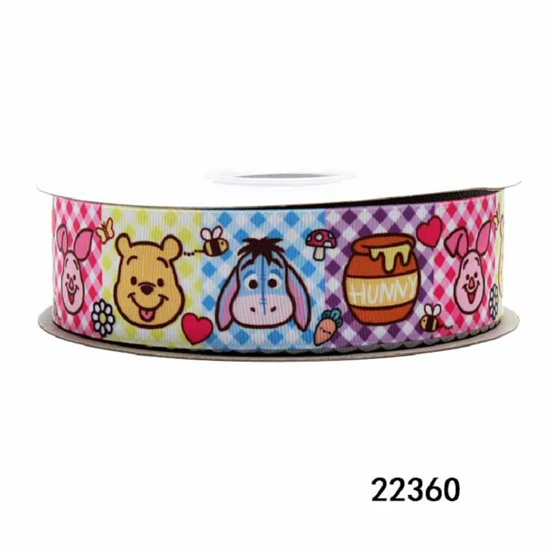 Disney Cartoon Character Grosgrain Ribbon, Hairbows Craft Materials, Decoração, 7 ", 8", 22mm, 5 jardas