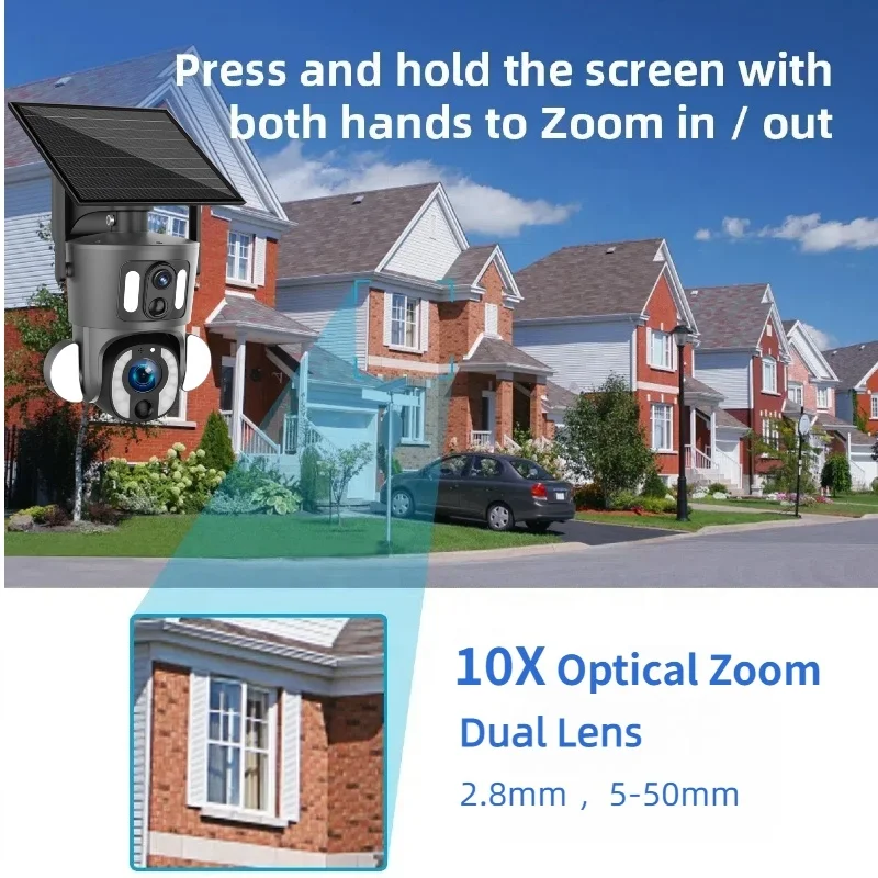 10X زووم بصري عدسة مزدوجة 3K 6MP Ubox لاسلكي واي فاي كاميرا تلفزيونات الدوائر المغلقة الشمسية بطارية قابلة للشحن 4G بطاقة SIM كاميرا تعمل بالطاقة الشمسية
