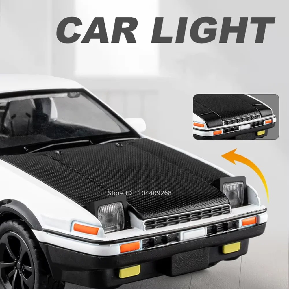Escala 1:36 ae86 911 liga diecast modelo brinquedos carros portas abertas com luz sonora puxar para trás veículos em miniatura brinquedos das crianças presentes