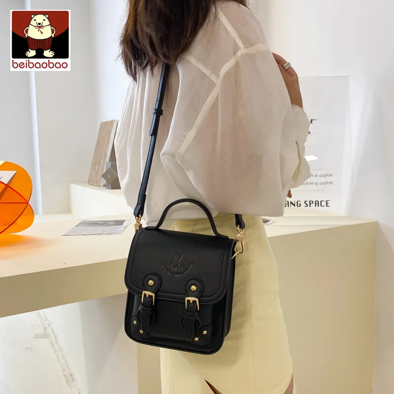 Beibaobao Small Square Bag Women\'s Bag Summer New Black White Leisure Fashion Retro Cambridge Bags One Shoulder Crossbody Bag