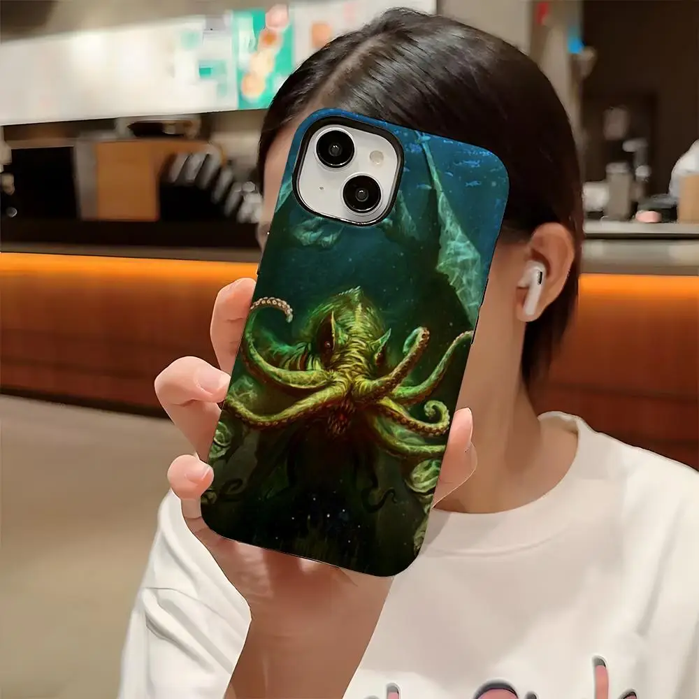 Cthulhu Phone Case For Iphone 16 Pro Max 15 13 14 12 11 14 Pro Max 15 Pro Max Two-in-one Cover