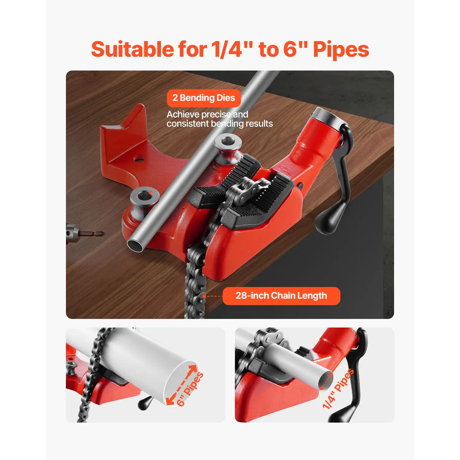 Heavy-Duty Pipe Chain Vise, 1/4