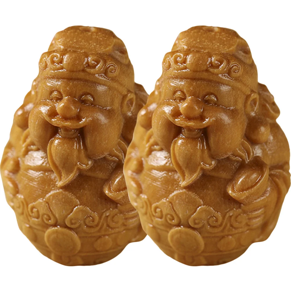

2Pcs Wooden God of Wealth Charms Fine DIY Keychain Pendants Small Hanging Decor Accessories Wooden Ornament DIY Pendants