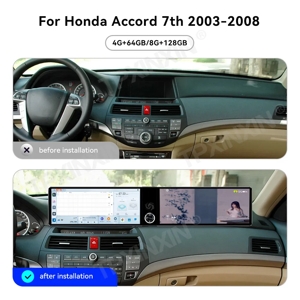 Car Accessories Radio For Honda Accord 7th 2003-2008 Android Auto GPS Navigation Multimedia Stereo Receiver Head Unit Offline