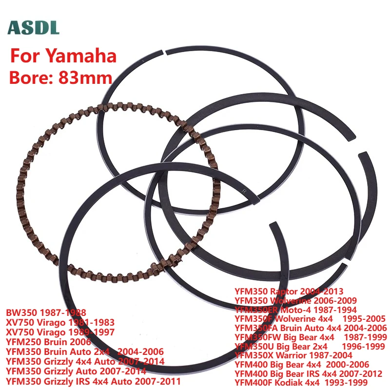 

83mm Motorcycle Engine Piston Rings for Yamaha BW350 87-88 XV750 Virago YFM250 YFM350 Grizzly YFM400 Big Bear YFM 350 YFM 400