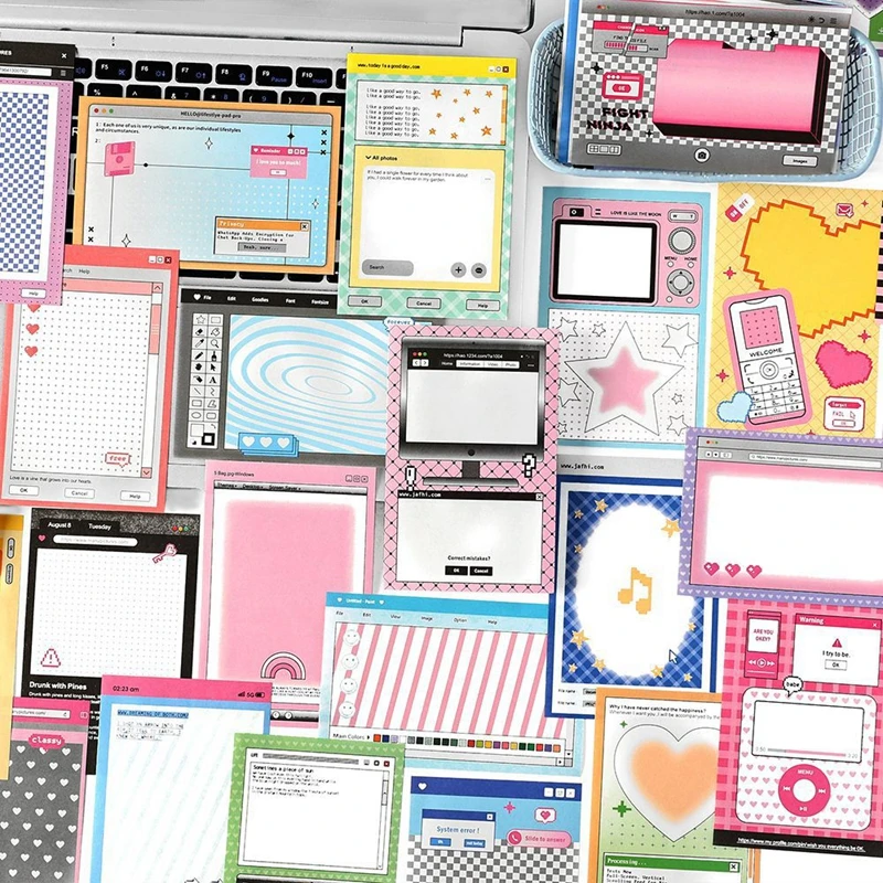 100-stronicowy śliczny Y2K w starożytnym stylu notatnik dekoracja Scrapbooking kolaż materiał wiadomość papier do notatek szkolne artykuły papiernicze