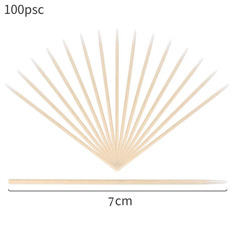 使い捨ての木製綿棒,100個,ミニチップ,ヘッド,眉ケア,タトゥー,メイクツール,ジュエリー,アクセサリー,クリーナー,ピース/バッグ