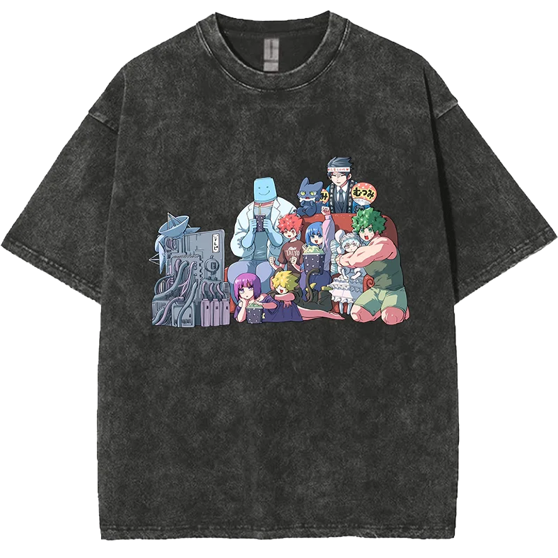 Mission：Yozakura Family Anime T-shirt for Men's Clothing Vintage Y2k Washed Oversized T Shirt Short Sleeve 100% Cotton Tees Top
