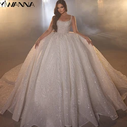 Vestido De Novia elegante con tirantes finos, Vestido De Novia con cuentas De lentejuelas brillantes, Vestido De baile De lujo, Vestido largo De Novia