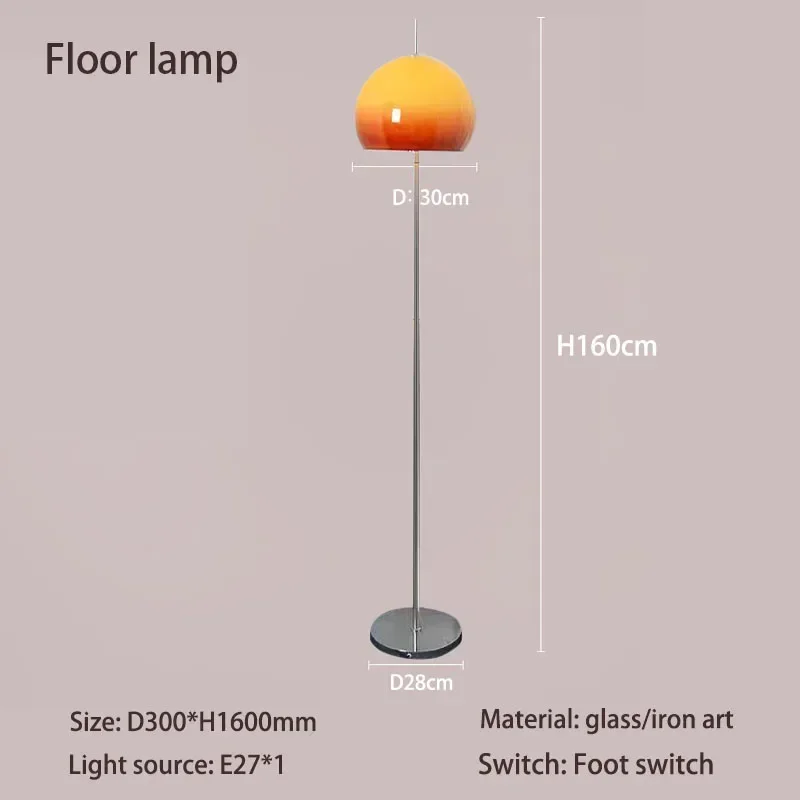 Obervist Bauhaus Wohnzimmer Retro Glas Tisch lampe Farbverlauf Orange Pilz Stehlampe Wohnzimmer Schlafzimmer Atmosphäre LED Lampe 3