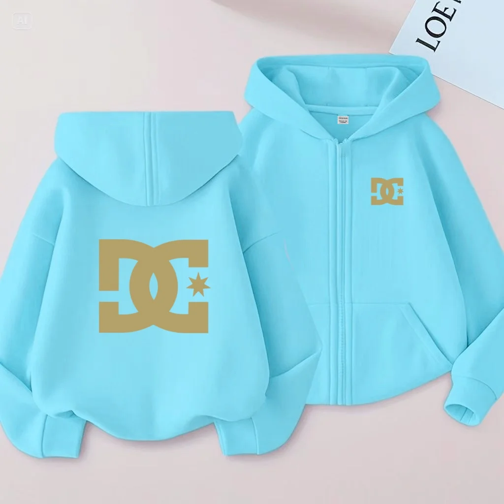 Sweat-shirt à capuche pour enfants, Cardigan pour garçons et filles de 3 à 12 ans, manteau de sport à manches longues, Style fermeture éclair, mode, lettres élégantes, haut ample décontracté