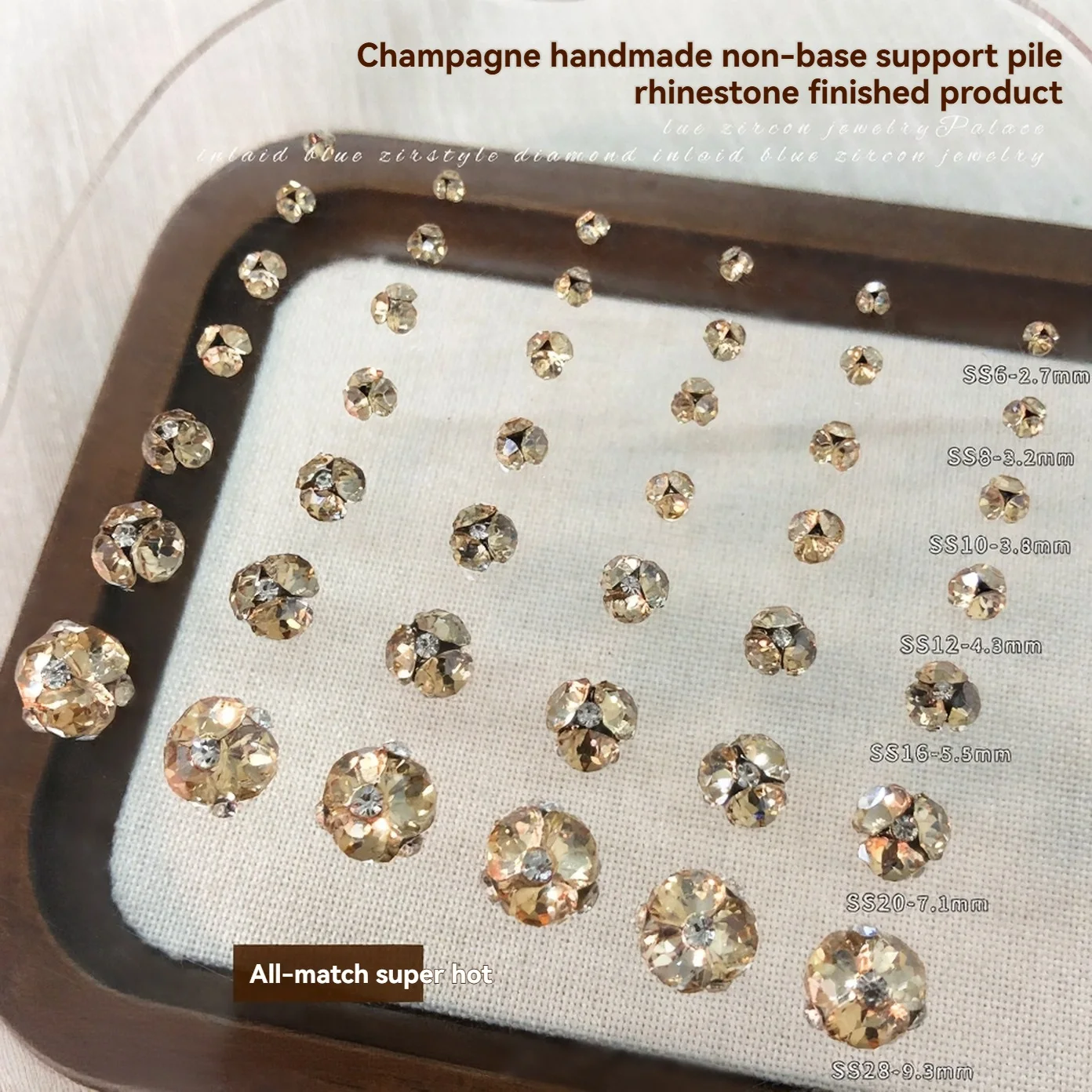 20 pçs champanhe inverno cor strass forma arte do prego cristal k9 vidro manicure decoração diy supplie